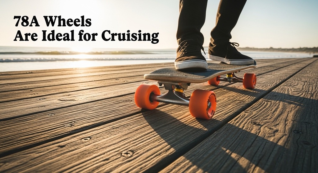 Skateboard setup with soft 78A wheels for urban commuting