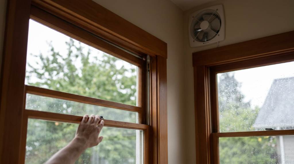 Portable HEPA air purifier operating in a modern Portland house